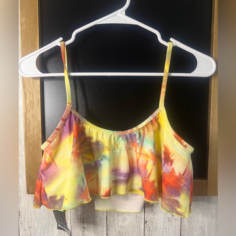NWT Hurley Pacsun Tropical Strappy Pull On Bralette Bikini Swim Top M 390
